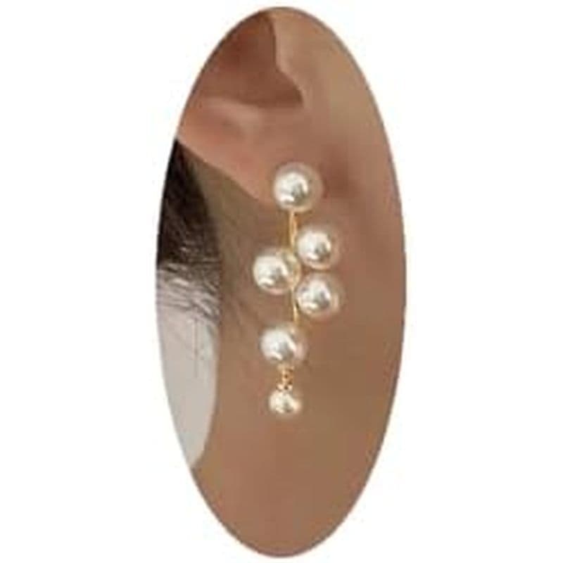 Brincos Longos De Pérola Banhados A Ouro 14K Para Mulheres , Brinco Pendurado Branca , Elegantes De Borla De Casamento N