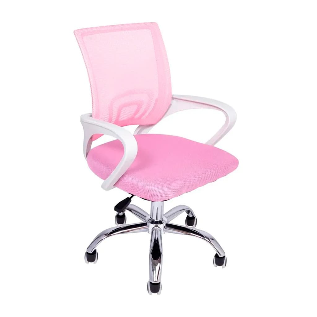 Cadeira de Escritório Begônia Ergonômica Tela Mesh Apoio Lombar Ajuste de Altura Giratória 120kg Rosa