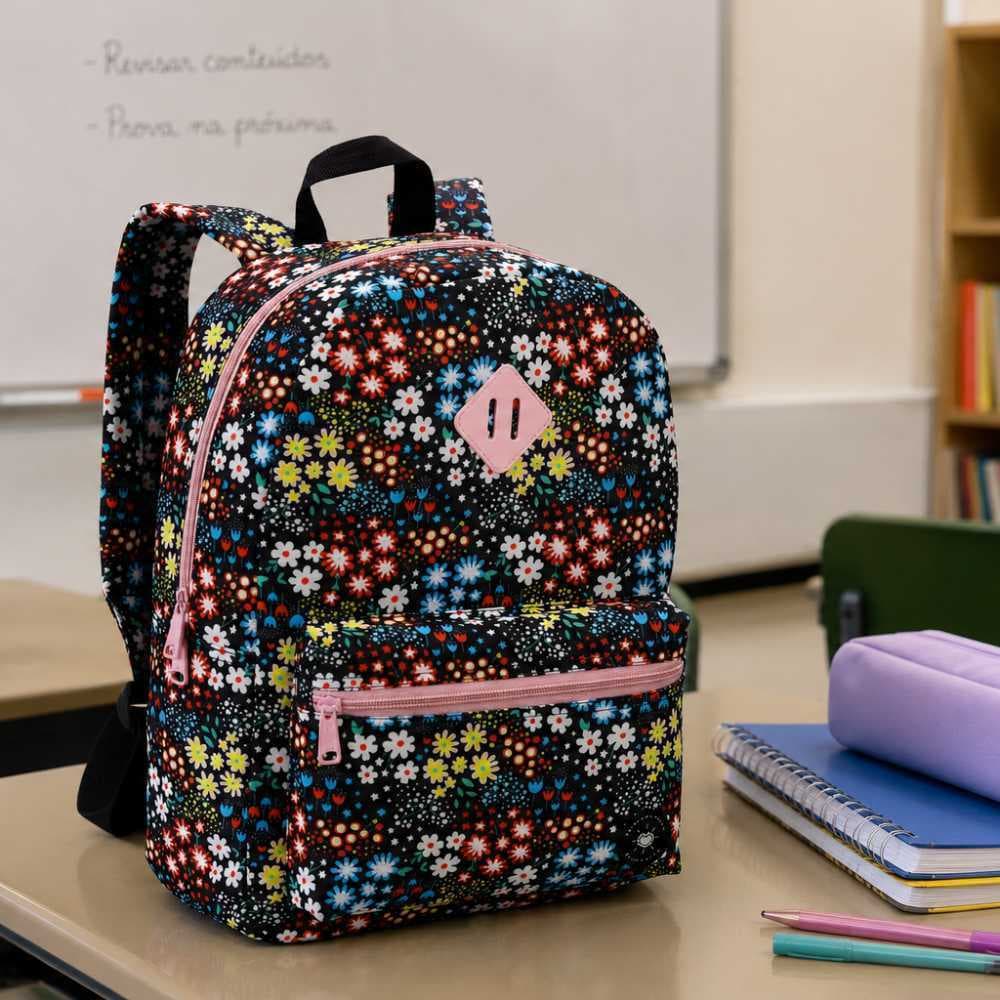 Mochila Feminina Escolar Florida Adolesceste Floral Grande Resistente