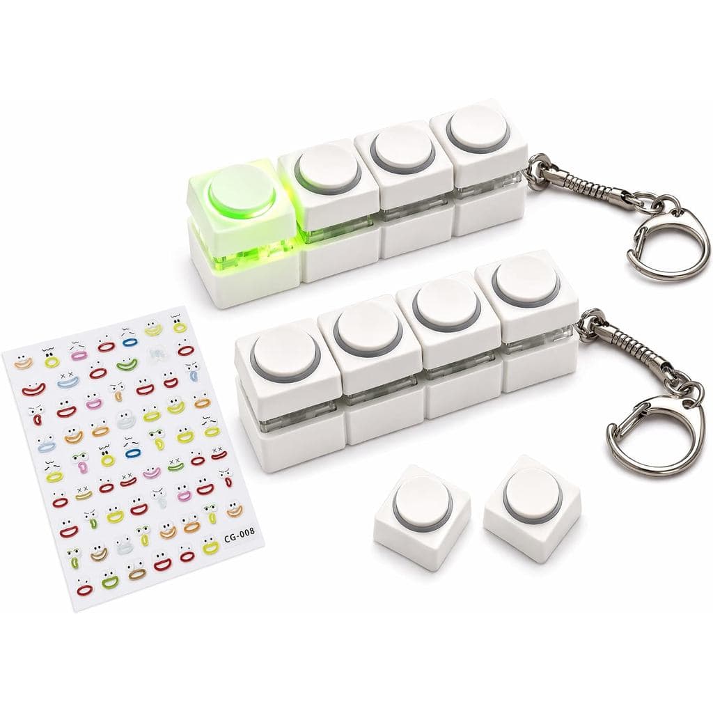 Chaveiro Mecânico Fidget Com 2 Pacotes , Clicker Sensorial Iluminado Por LED De 4 Teclas , Ferramenta Portátil De Alívio