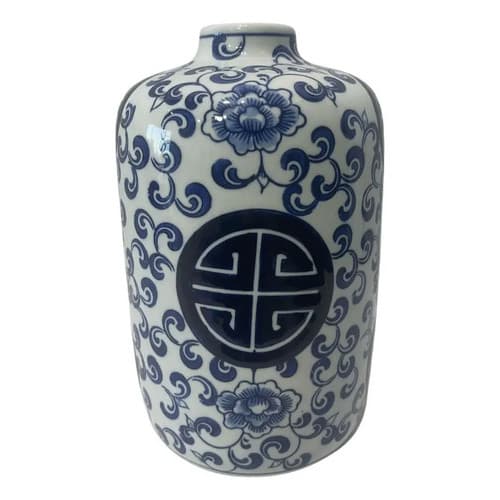 VASO CERAMICA ESTAMPA  AZUL 16X25CM