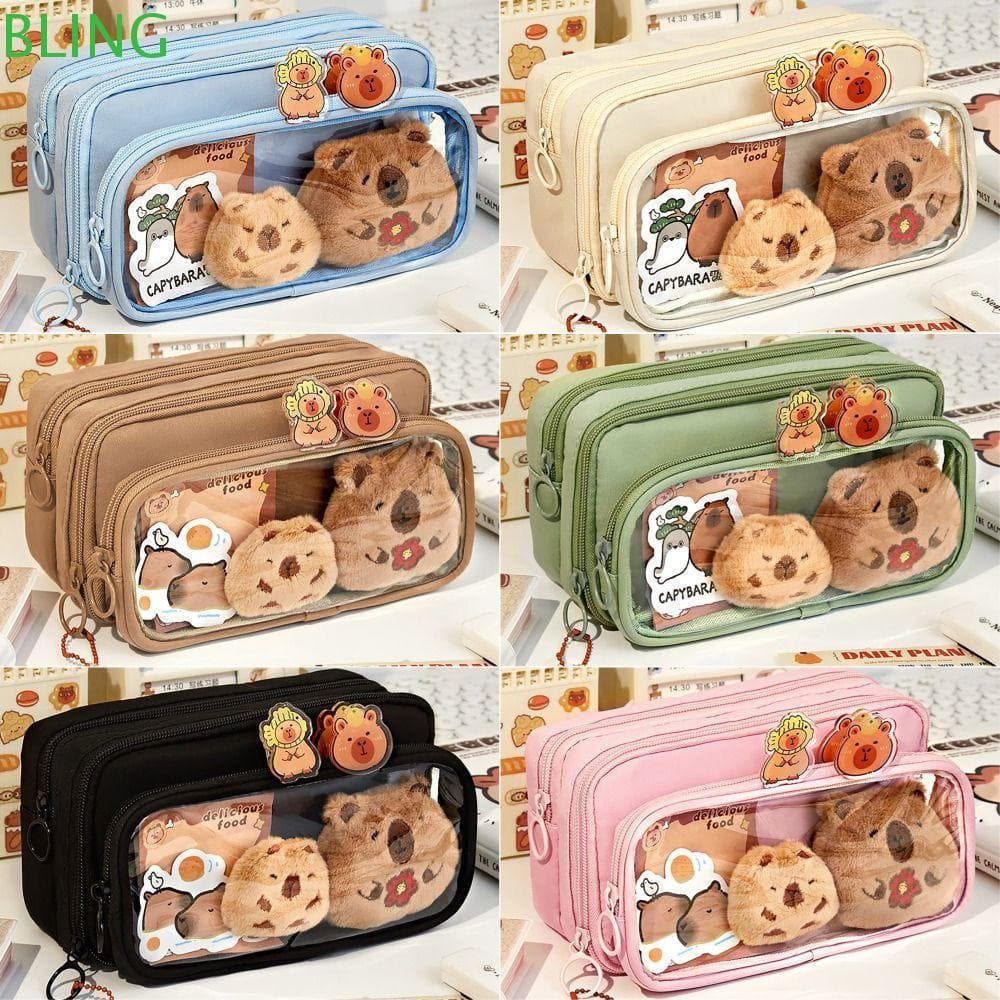 Lápis BLING , Bolsa De Caneta Removível De Capivara Multifuncional De Armazenamento De Papelaria De Grande Capacidade