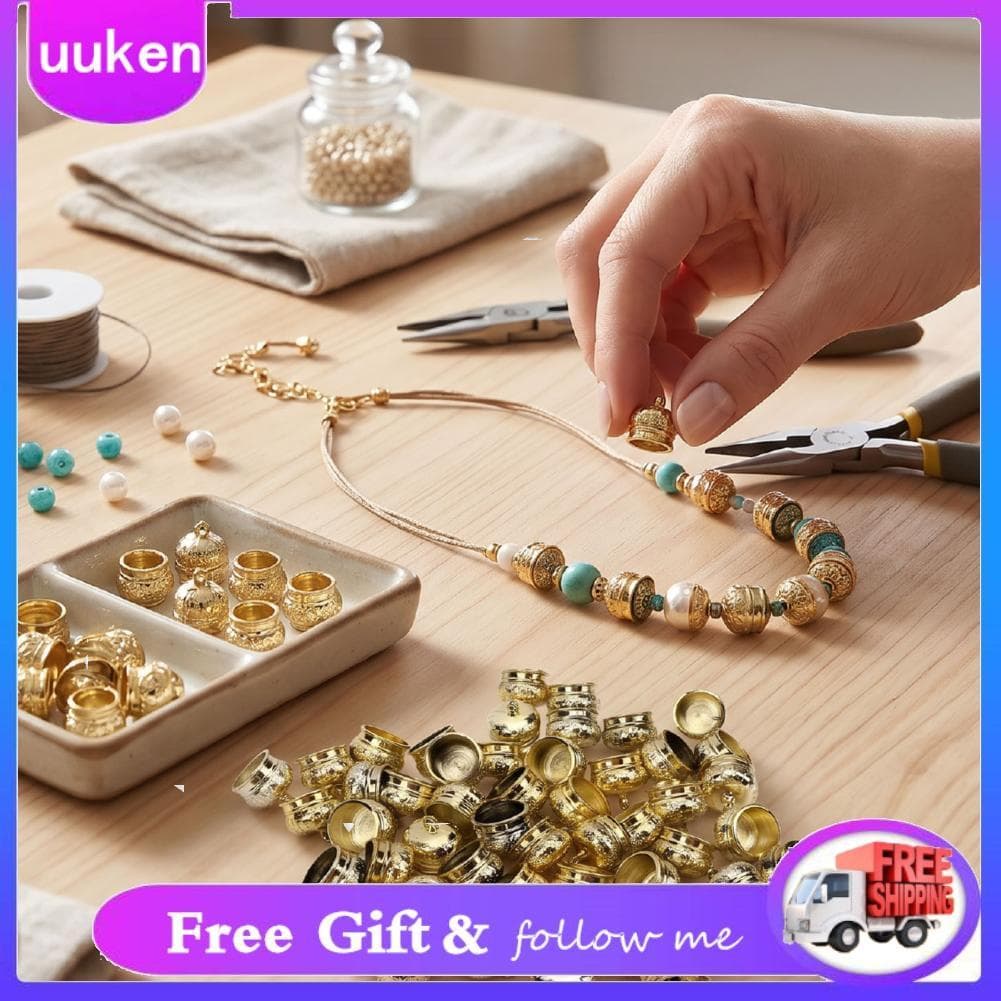 Uukendh GLOGLOW Ornamento Tampas 50 Pacote de Ouro Plástico Pendurado Tops Leve Buraco Seguro Ajuste para DIY