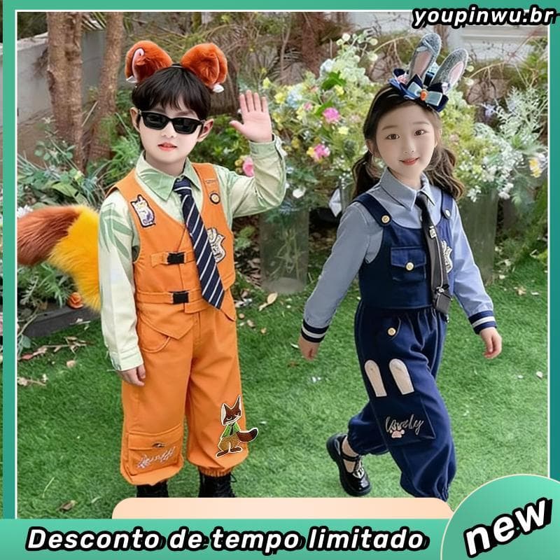 Fantasia infantil do zoológico louco Judy Rabbit Policial cos fantasia Nick Fox fantasia de desempenho de três peças