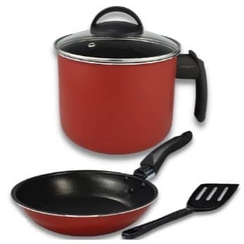 Kit Caneco Leiteira Fervedor 14 cm com e Frigideira Francesa 16 cm  Antiaderente