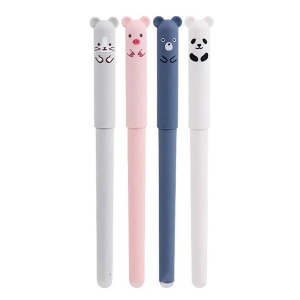 Kits com 4 ou 8  Canetas Apagável Esferográfica 0.5mm Papelaria Fofa Kawaii Bichinhos  E Escritório