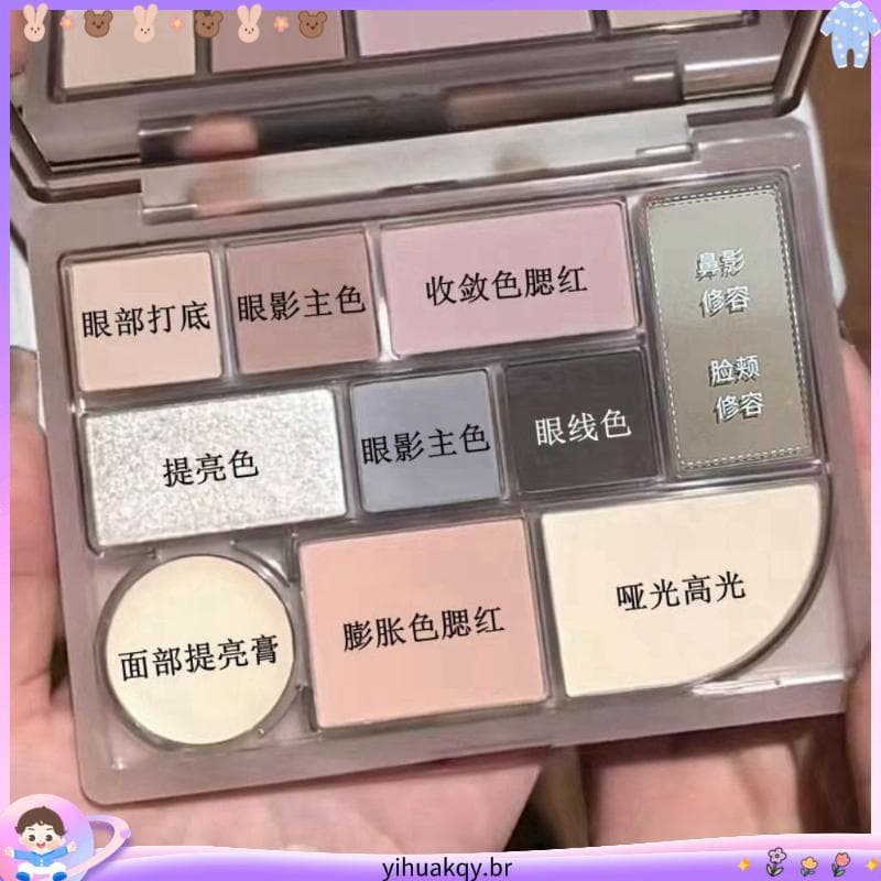 Uma paleta tudo obter dez cores maquiagem paleta abrangente paleta de sombras Blush contorno destaque corretivo terra co
