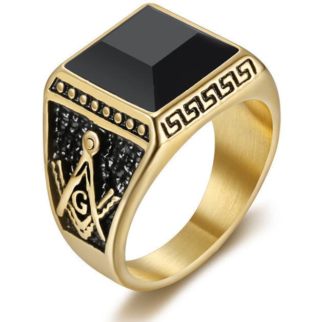 Anel Masculino de Aço Inoxidável Clássico em Forma de Hexágono, Cruz e Estrela, Estilo Vintage Elegante 7DRN LNAK