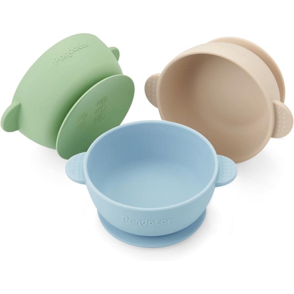 Conjunto de 3 peças de tigelas para bebê PandaEar com ventosa |   A tigela de silicone Stay Put é adequada para bebês, c