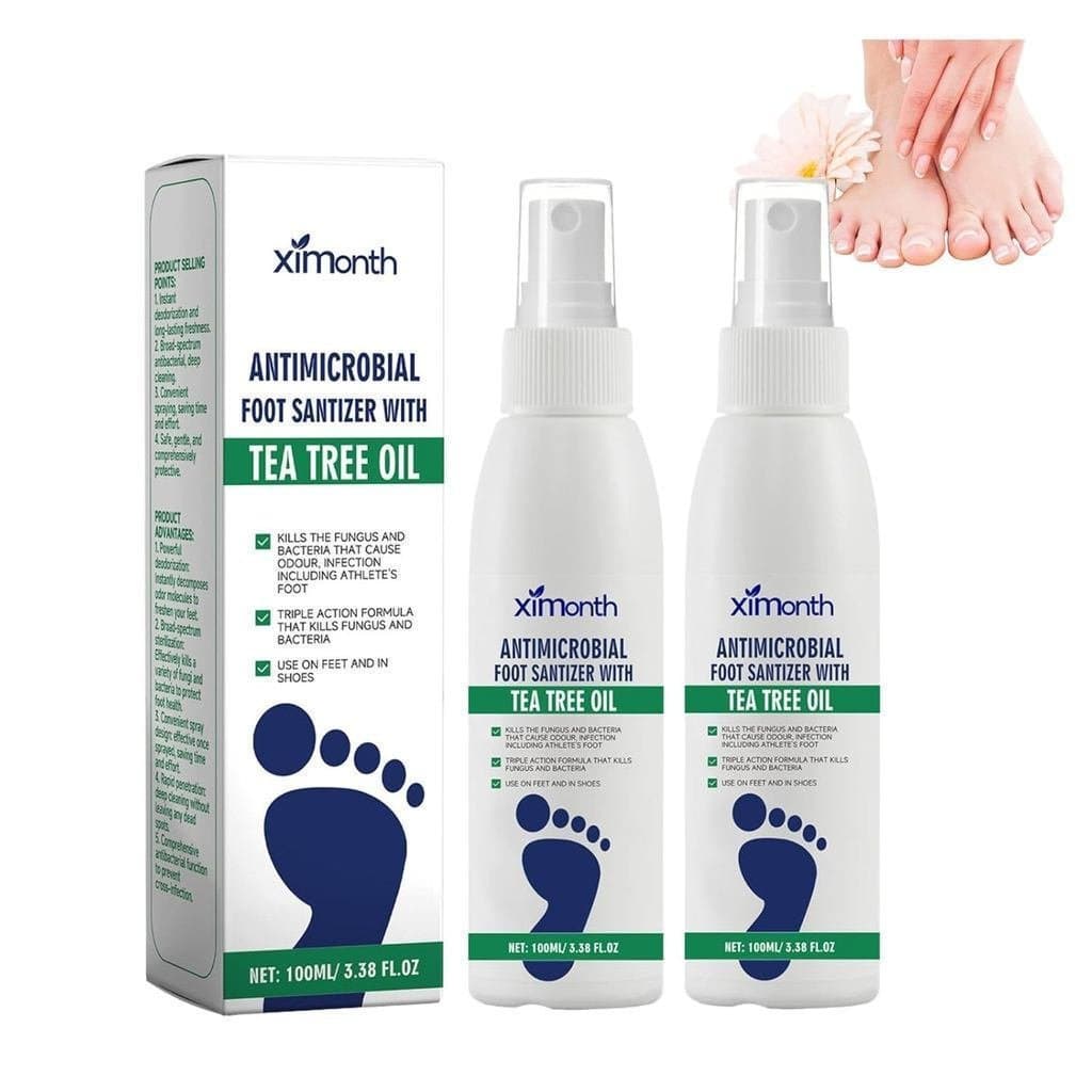 Pacote com 2 sprays para os pés com óleo de melaleuca, spray de limpeza para os pés com óleo de melaleuca, usado para li
