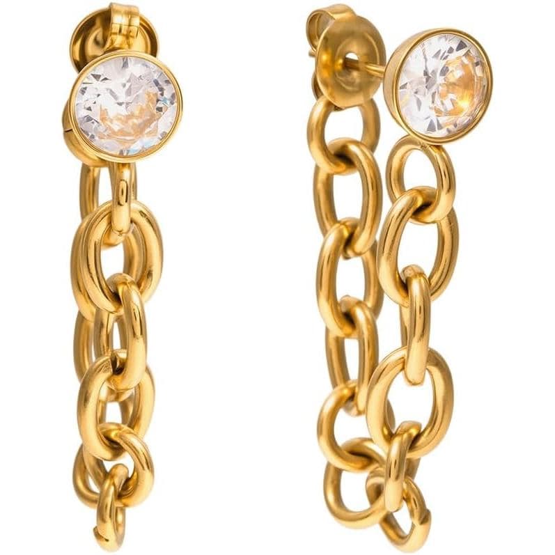 Brincos Pendentes de Corrente Dourada para Mulheres, Banhados a Ouro 18K, Aço Inoxidável, Joia de Destaque, Acessório El