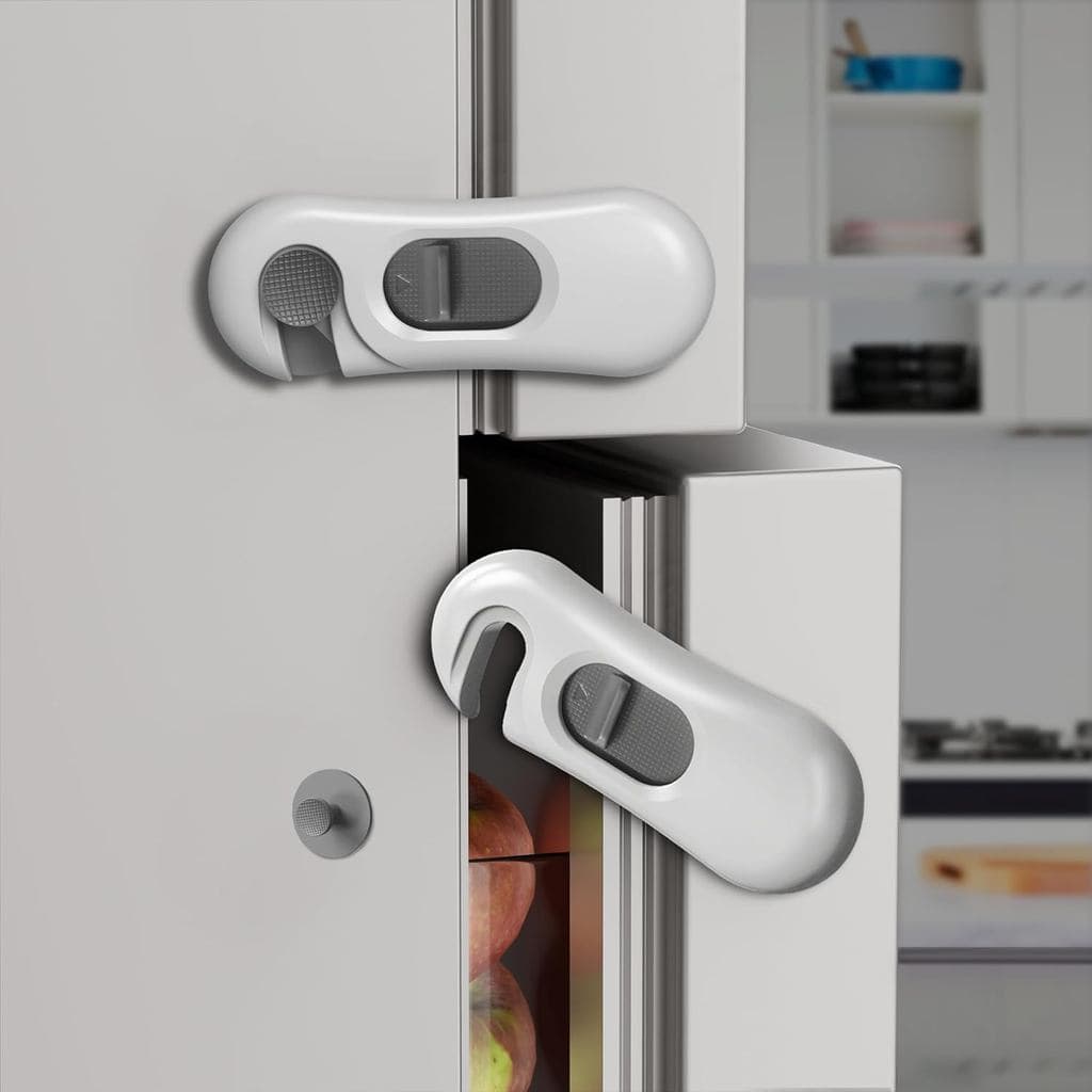 Conjunto de 5 Fechaduras de Segurança para Refrigerador à Prova de Crianças, Fechaduras de Segurança para Armários, Fech