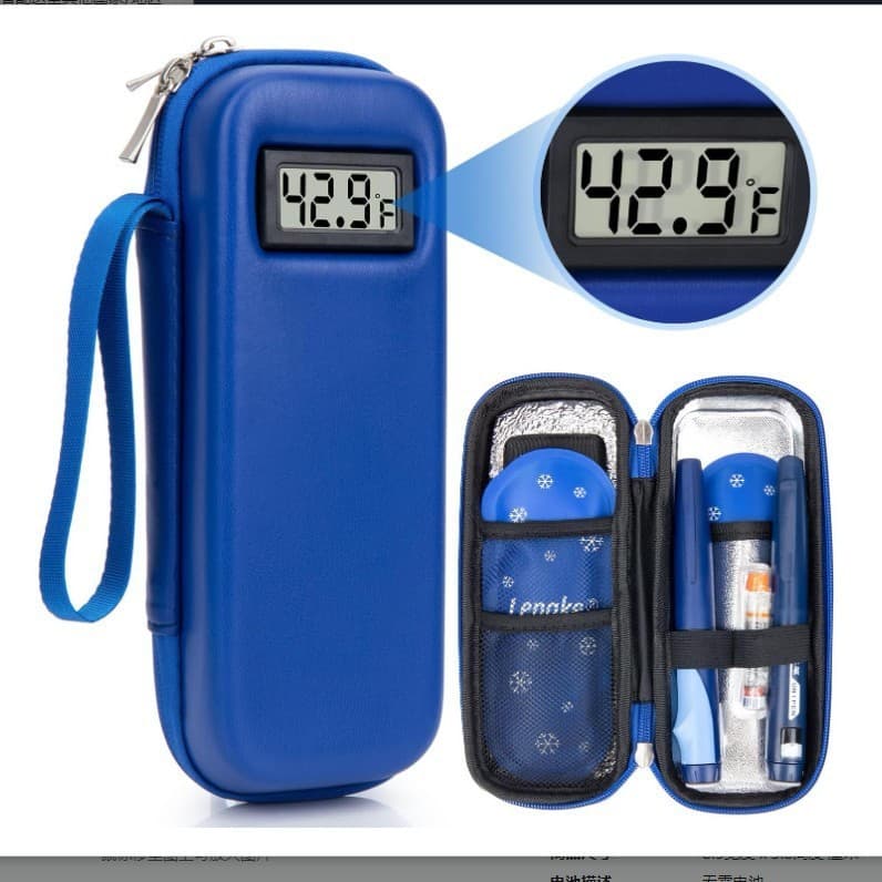 Geladeira de insulina com Display de temperatura Mala de medicina refrigerada com 2 travas TSA Caixa de isolamento de me