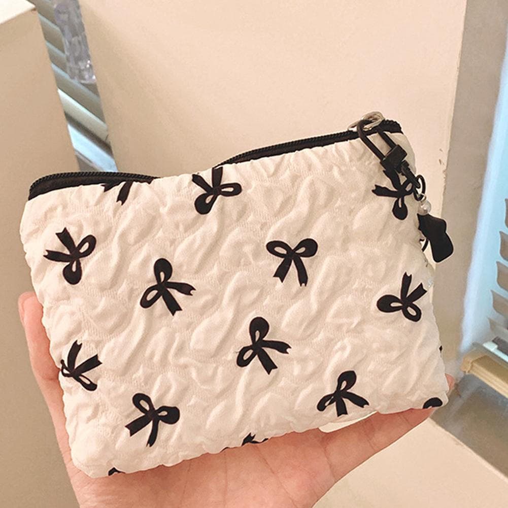 Saco De Maquiagem Arco Com Zíper Mini Cosmético Bordado Lavagem Armazenamento B2P0