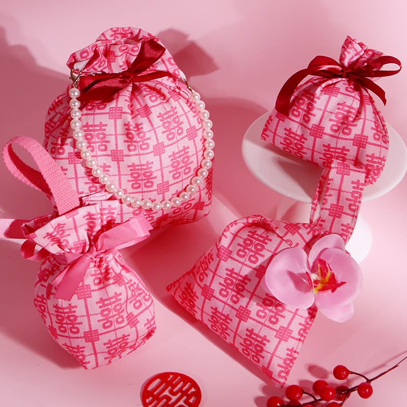 Saco de doces para casamento com a palavra "happy", saco de lona para lembranças de casamento, caixa grande de doces par