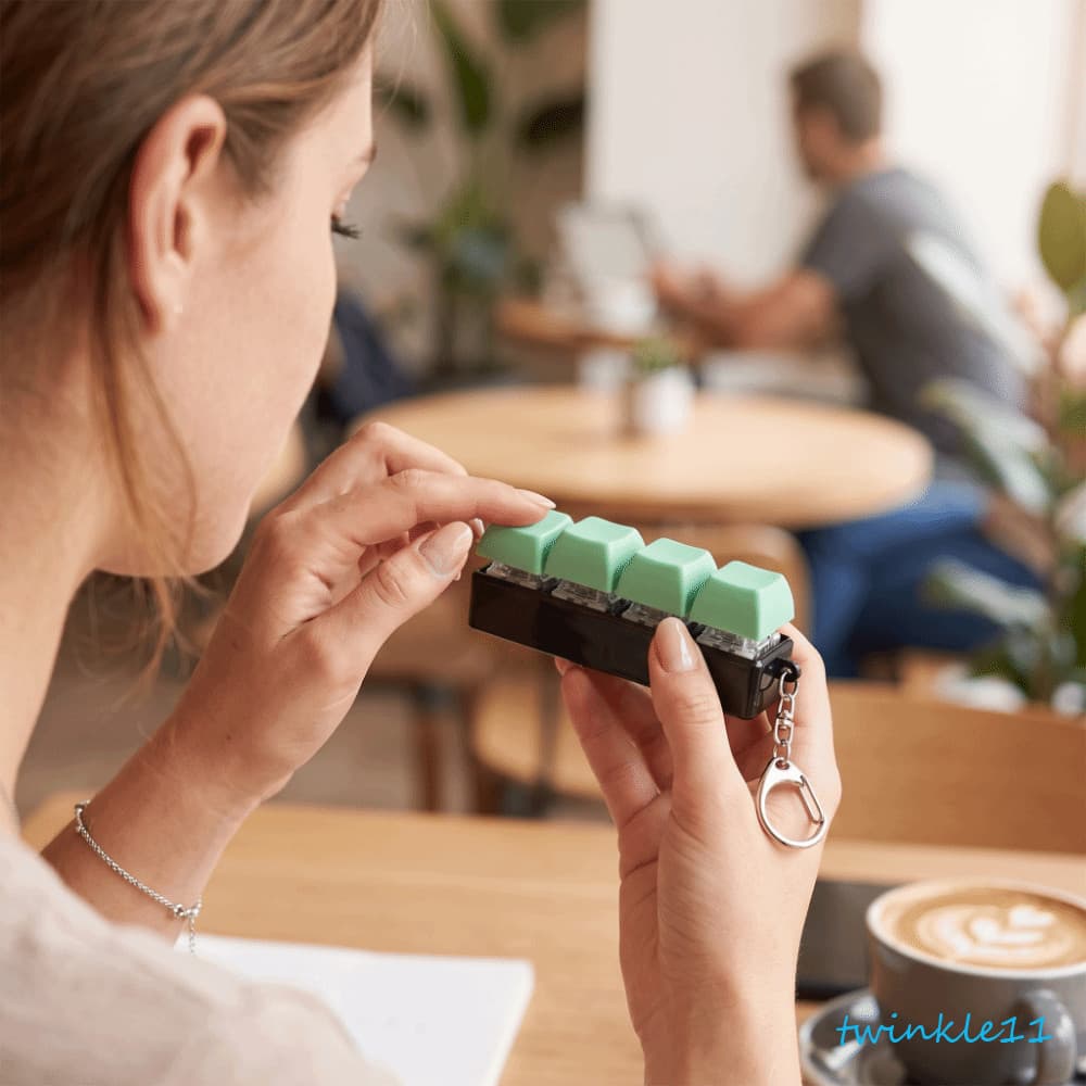Brinquedo De Tecla De Teclado TWINKLE , Chaveiro De Pressão De Ponta Do Dedo Com Botão De , 4 Teclas