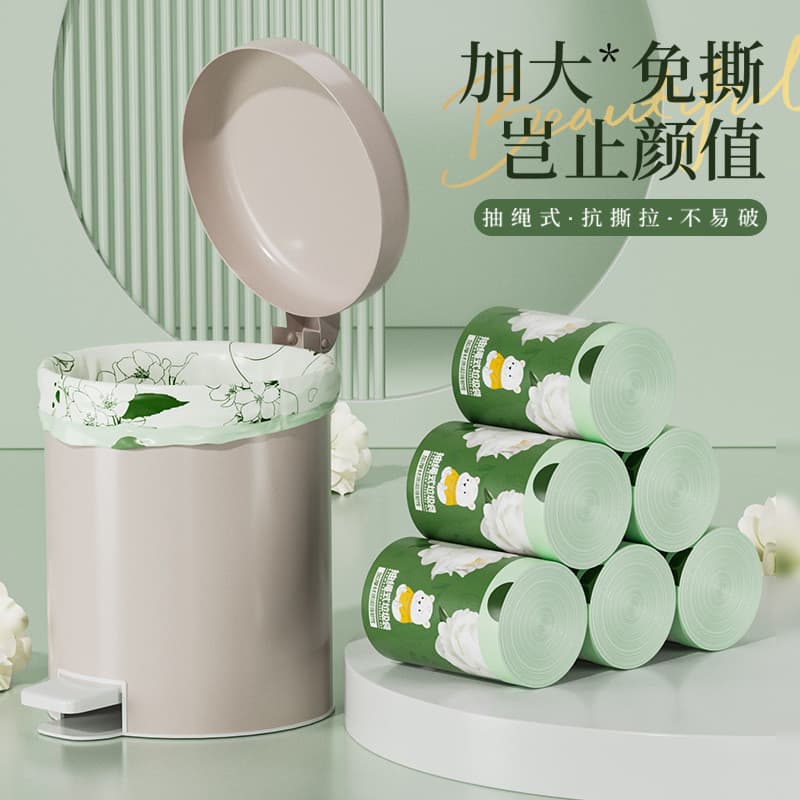 Saco de lixo decomposto com fragrância de camélia, saco de plástico grosso Extra grosso e grande, desodorante de cozinha