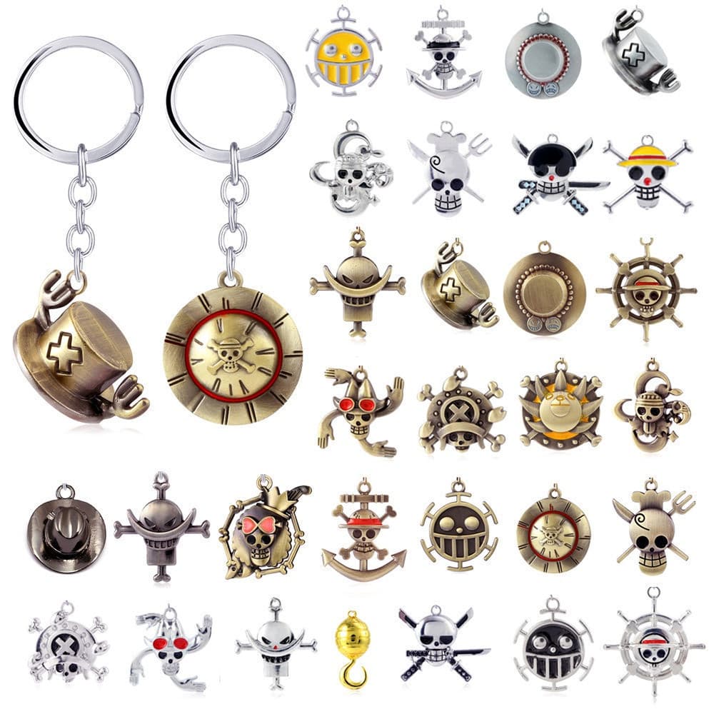Novo Chaveiro Anime One Piece Keychain Joba Luffy Logo Metal Pendant Fans Lembrança Estudante Criança Presente