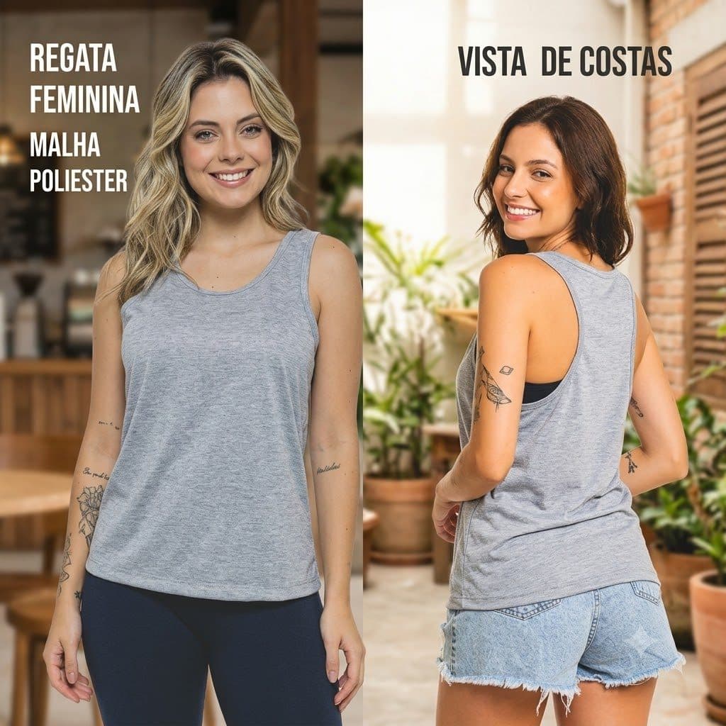 Kit 2 Regatas Femininas Básicas Malha Premium Sublimação Oferta Treino Fitness Academia Casual Promoção Atacado Oferta