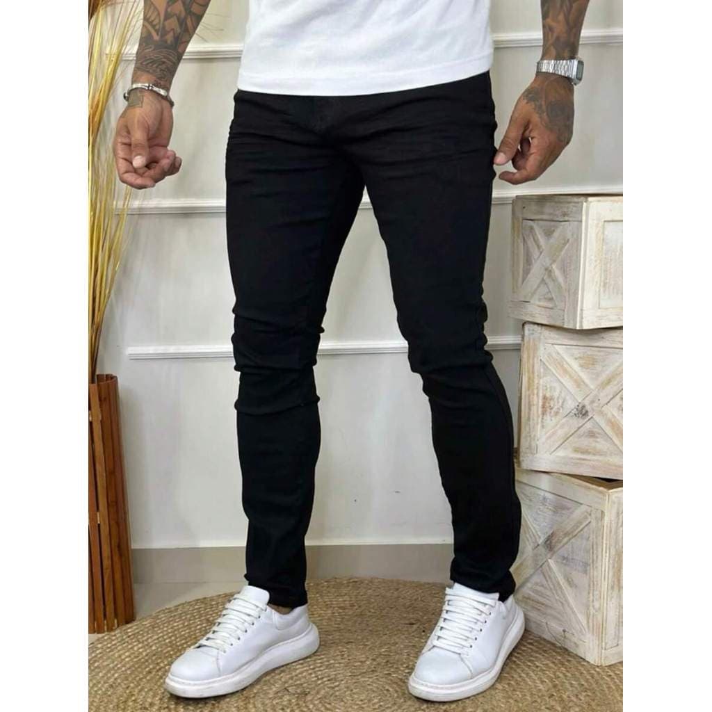 Calça Jeans Masculina Skinny  Preta com Lycra Confortável