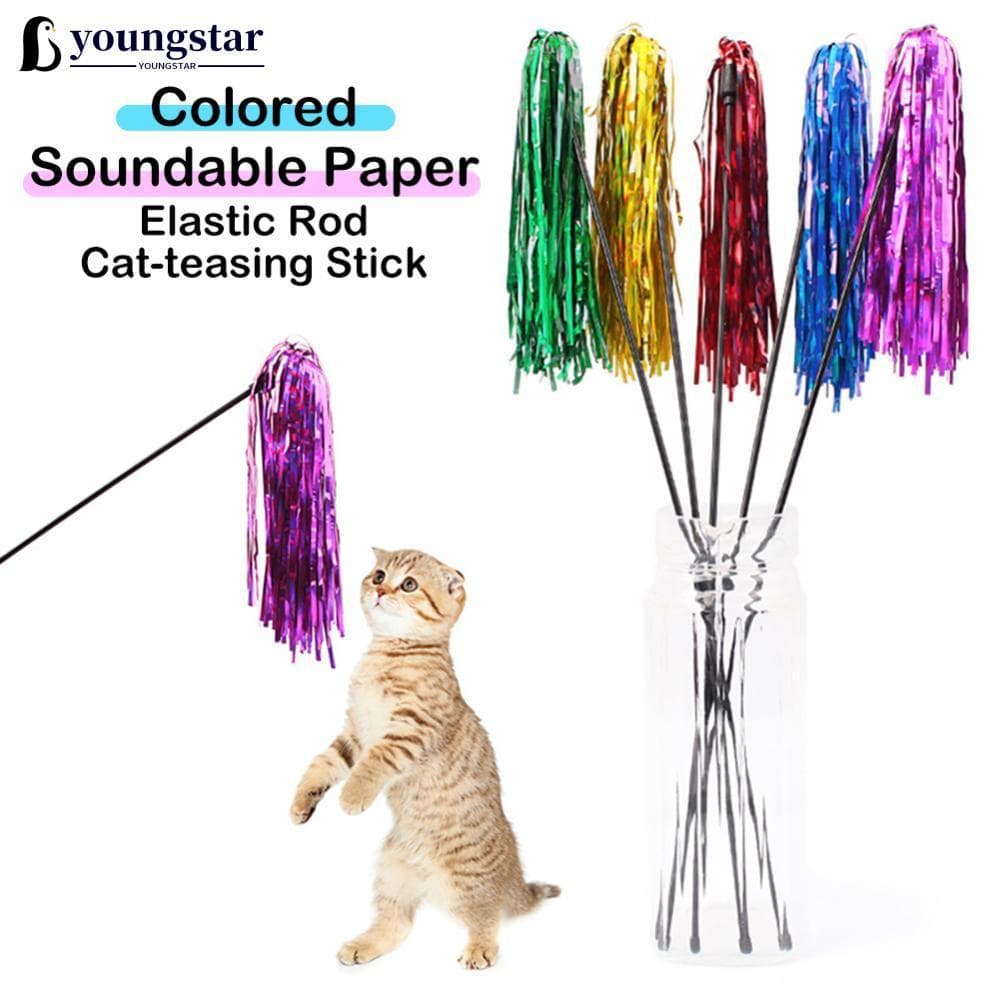 YOUNGSTAR Engraçado Brinquedo Do Gato Tocando Papel Reflexivo Teaser Varinha Gatinho Interativo Com Sino Pet Vara B9O7