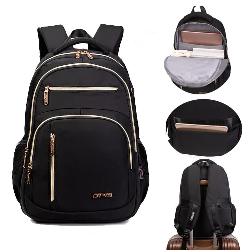 Mochila feminina de várias camadas em tecido Oxford, adequada para escola, trabalho e viagens