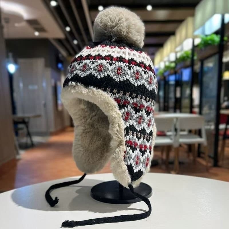Gorro de lã quente e grosso para o inverno, gorro de malha cia, boa proteção para as orelhas, gorro feminino ZHEP.