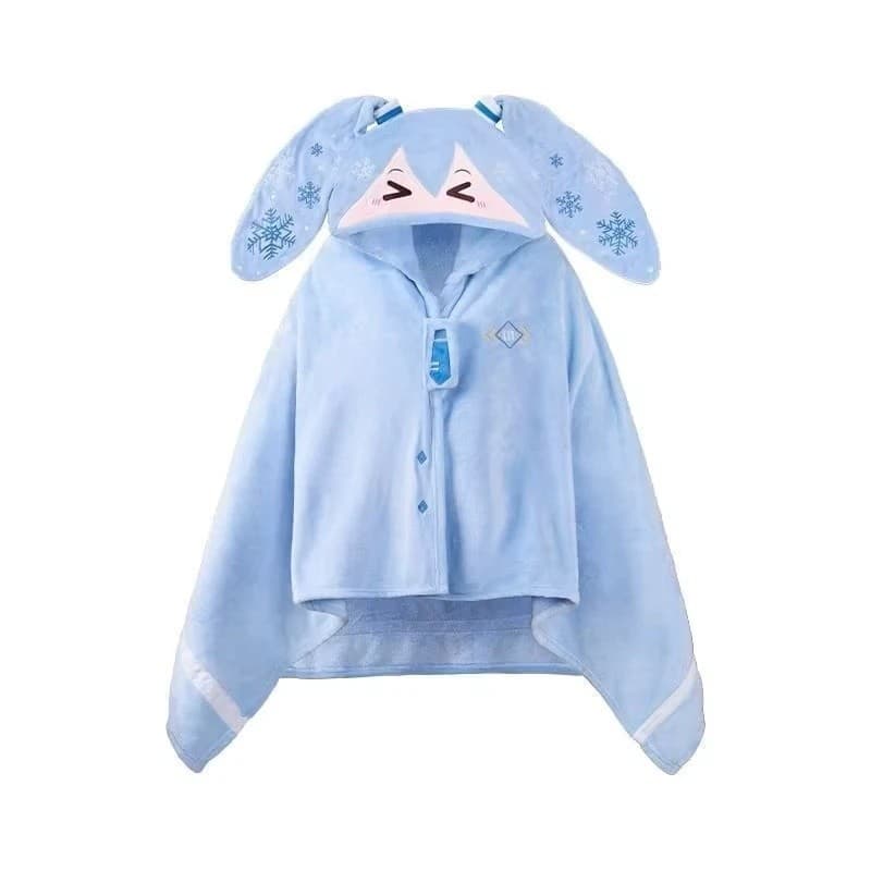 Cobertor Com Capuz De Flanela Vestível Hatsune Miku Fofo Para Cochilos , Ar Condicionado De Escritório E Relaxamento Dom