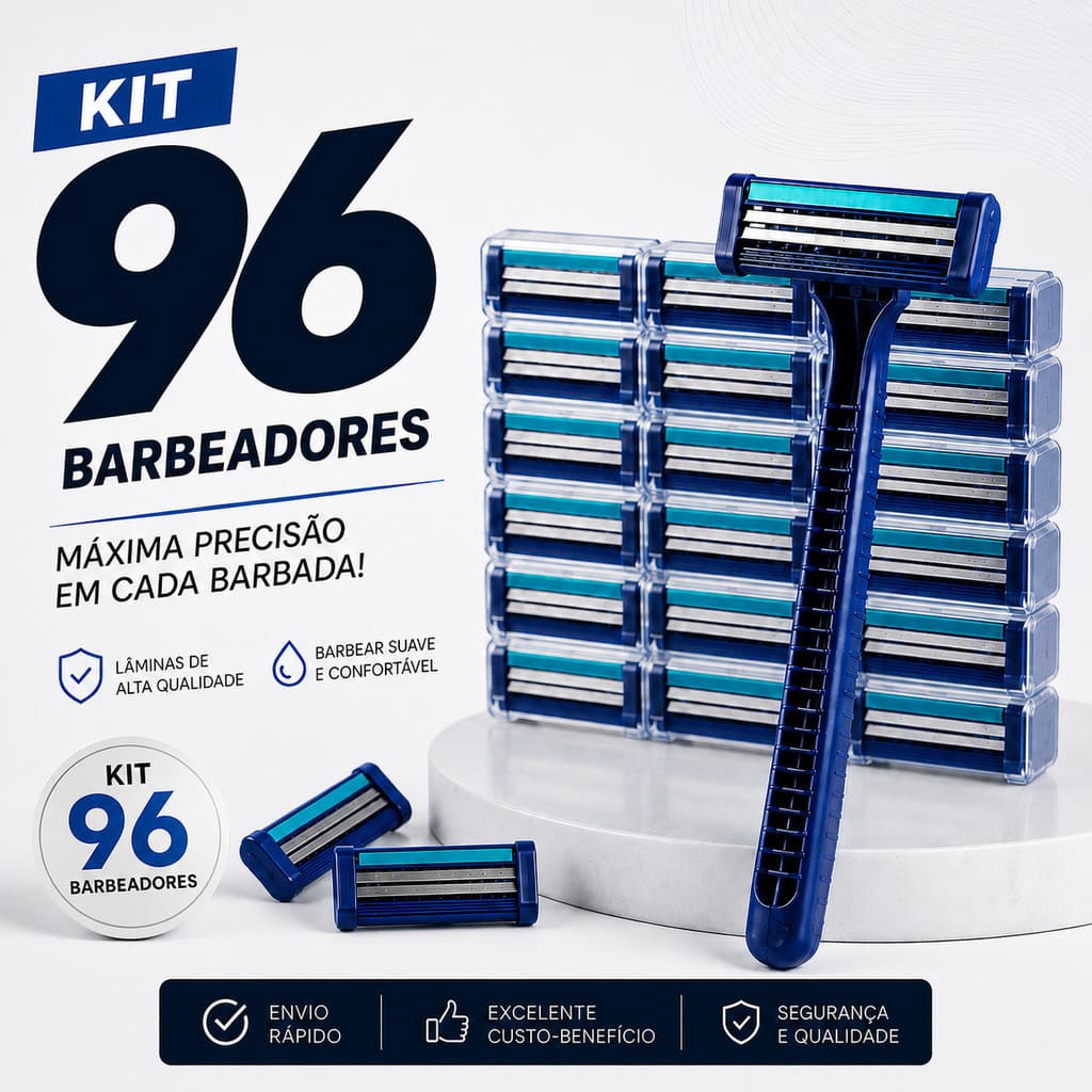 Kit 96 Barbeadores Descartáveis Masculino e Feminino com Fita Lubrificante Barbear -Transforme sua rotina com um produto