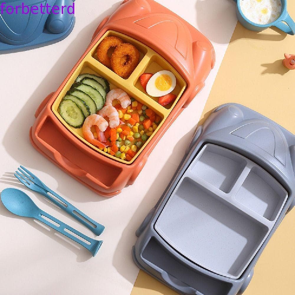 Prato De Jantar Em Forma De Carro , Conjunto Criativo De Talheres Infantis Destacáveis , Almoço Infantil De Desenho Anim