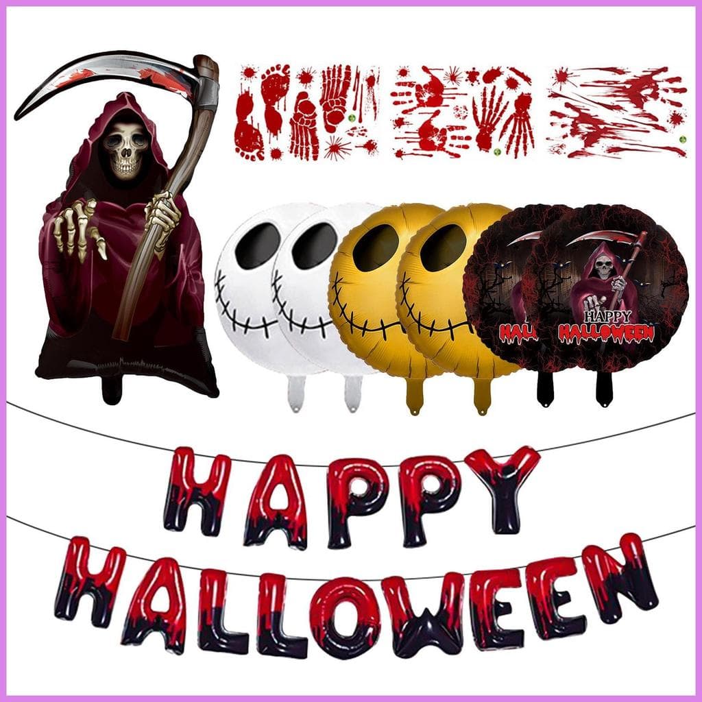 Conjunto De Balões De Halloween , 11 Peças , Folha De Alumínio , Tema De Caveira , Decoração Assustadora , Decorações Pa