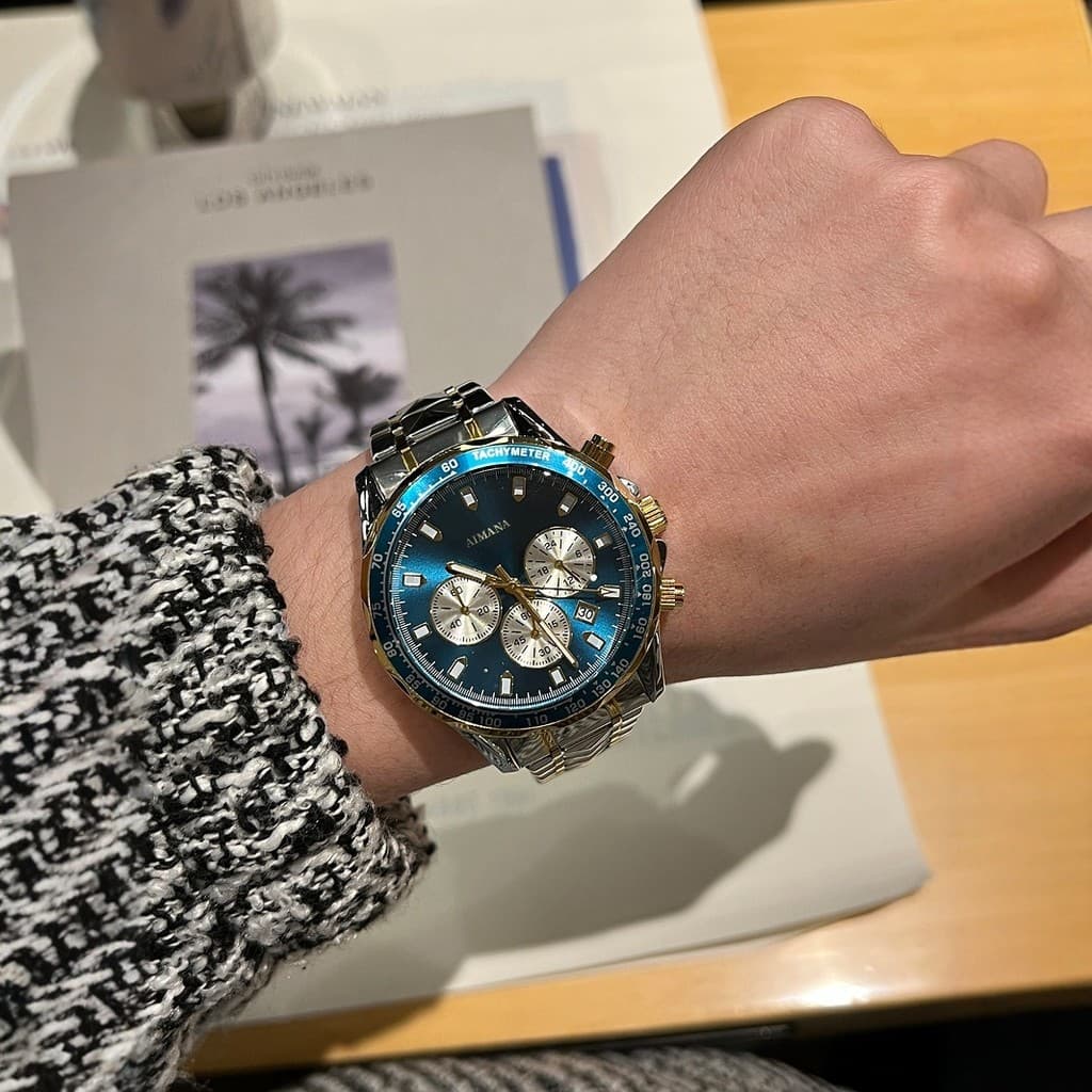 Relógio mecânico masculino multifuncional suíço, pulseira de aço, relógio luminoso de quartzo, geração