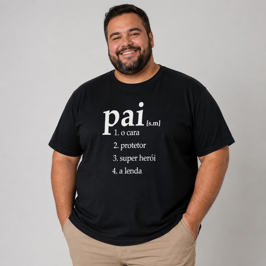 Camiseta Plus Size Dia dos Pais - Pai O Cara Protetor Super Herói A Lenda 100% Algodão