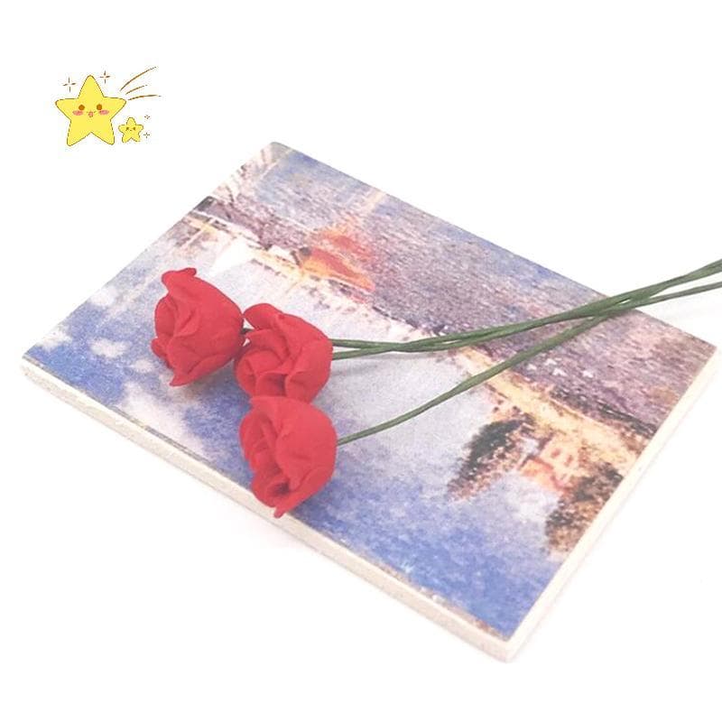 [JBTH] 1 Peça Acessórios Em Miniatura Para Casa De Bonecas Mini Brinquedo Modelo De Flor De Simulação De Rosa Vermelha [