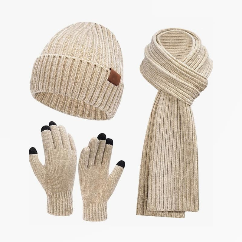Conjunto de 3 Peças de Inverno para Adultos: Gorro, Cachecol e Luvas de Tricô em 6 Cores para Mulheres e Homens