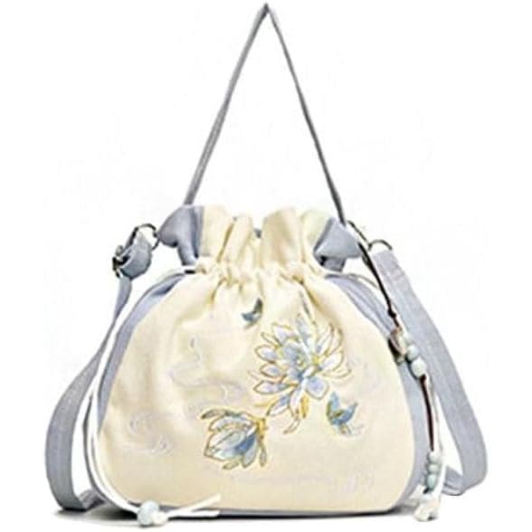 Bolsa bordada estilo chinês, bolsa de mão feminina, bolsa pequena de pulso, bolsa com cordão floral, bolsa transversal c