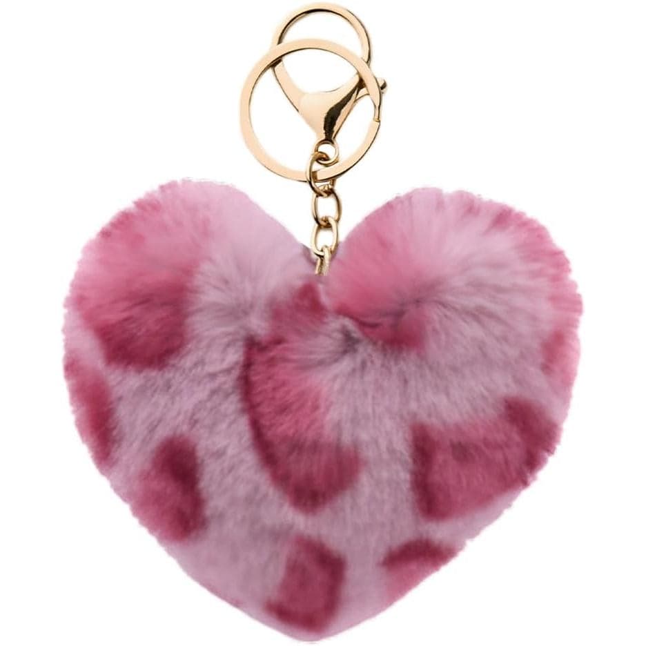 YALLNASL Chaveiro de Coração de Leopardo Y2k, Chaveiro Felpudo com Estampa de Leopardo para Mulheres, Meninas, Namoradas