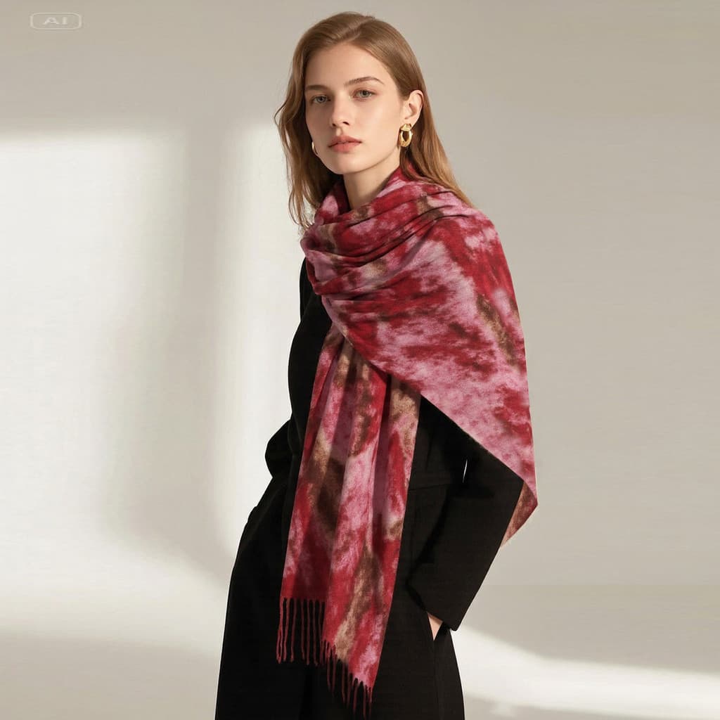 Água ondulação impresso imitação cachecol outono inverno TEMU europeu americano novo estilo Retro inverno quente All-Mat