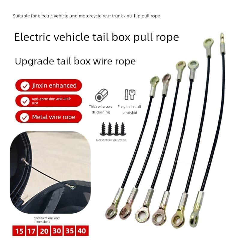Veículo elétrico motocicleta caixa traseira puxar fio de aço corda evitar capa traseira Flip puxar corda limite Universa