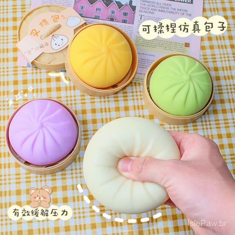 Brinquedo Antiestresse Squishy em Forma de Pãozinho de Vapor, Brinquedo Fidget de Retorno Lento