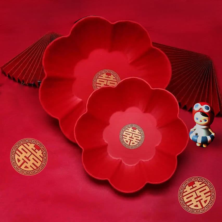 Prato de frutas para casamento Prato de frutas para casamento Vermelho Personagem feliz Prato de frutas Chinês Casamento