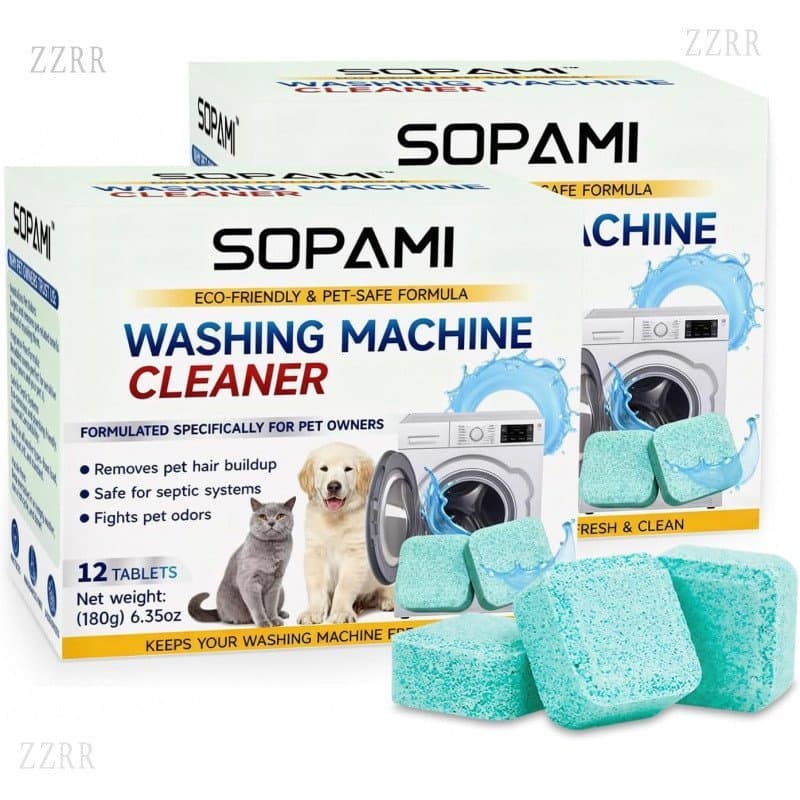 SOPAMI Tabletes de Limpeza para Máquina de Lavar Roupa, Pacote com 24 Unidades, Suprimento para 12 Meses | Lavadoras de