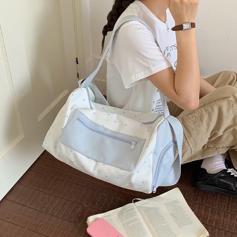 Novo estilo verão estrela pequena bolsa de viagem fresca grande capacidade Cross-body saco de armazenamento de embarque