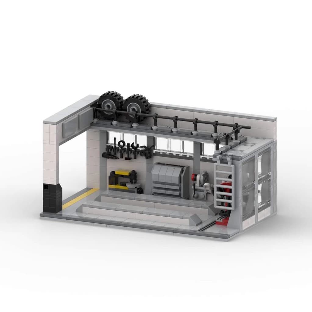 Blocos de Construção de Partículas Pequenas MOC, Modelo Criativo de Oficina de Reparação de Carros, Conjunto de Brinqued