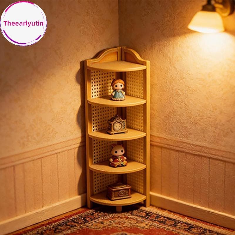 theearlyutin 112 Escala Casa De Bonecas Mini Canto Armazenamento Ra Prateleiras Modelo Organizador De Madeira Para Decor