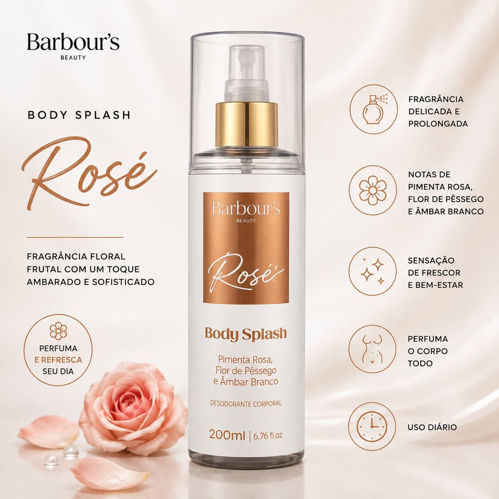 Body Splash Barbour's Beauty Roses 200ml Body Splash Feminino Perfume Desodorante Body Splash Barbours Beauty