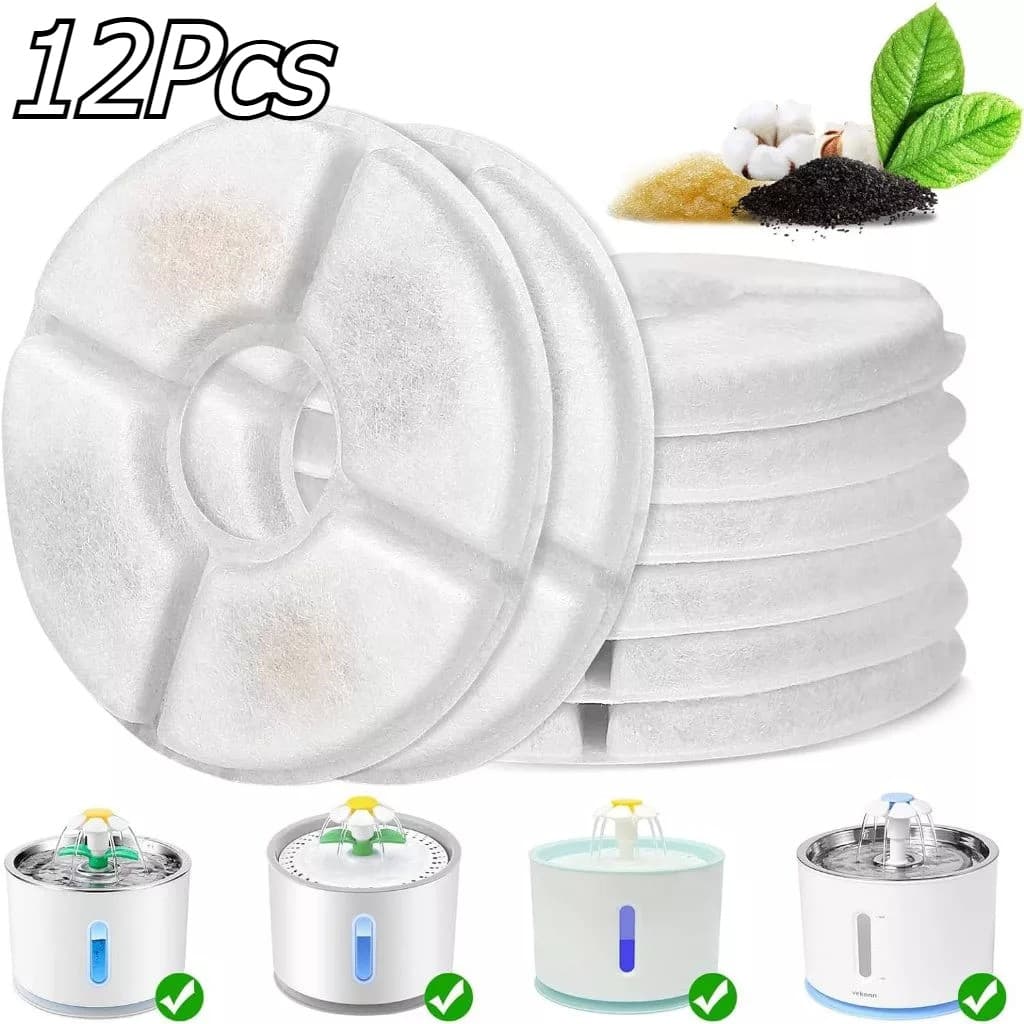 12pçs Filtro De Substituição Para Gato , Cachorro , Fonte Potável De Água , Carvão Ativado , Filtros Substituídos , Alim