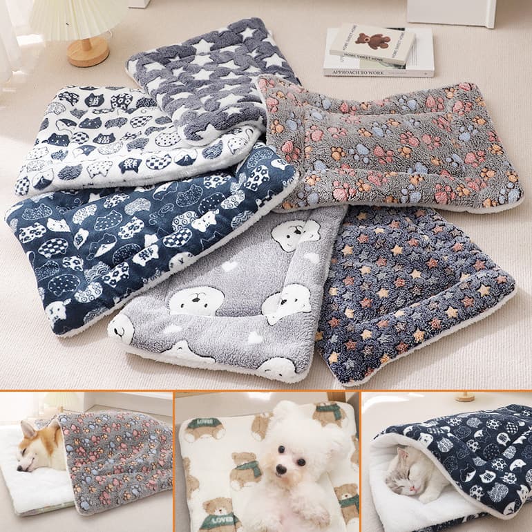 Cama para Cães de 2 Camadas Reforçada - Sofá Macio de Flanela, Colchão Quente para o Inverno, Tapete de Dormir GYTT