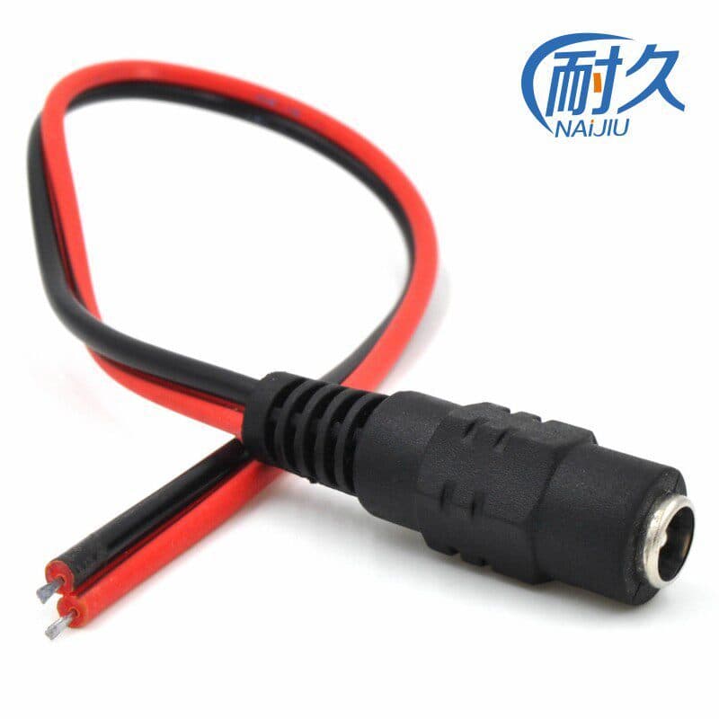 Núcleo de cobre puro vermelho preto cabeça fêmea 12V monitoramento cabo extensão alimentação soldagem DC5.5 * 2.1 DC dia