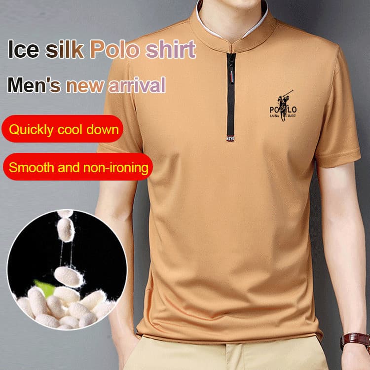 【Toque Suave】Camisa masculina 100% seda gelada /Leveza/Manga Curta